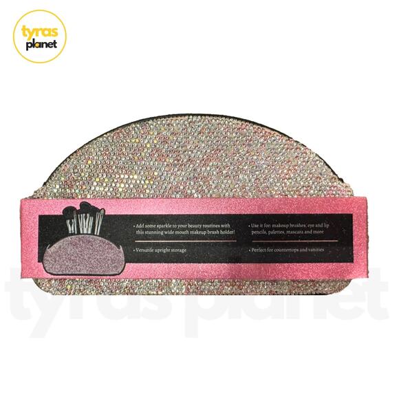 Glitz & Glam Makeup Brush Holder PINK & SILVER SPARKLE Bling Rhinestone - Picture 5 of 5